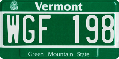 VT license plate WGF198