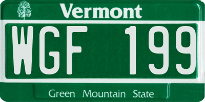 VT license plate WGF199