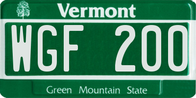 VT license plate WGF200