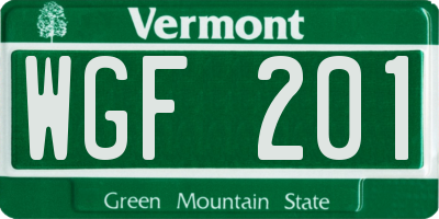 VT license plate WGF201