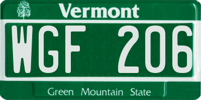 VT license plate WGF206