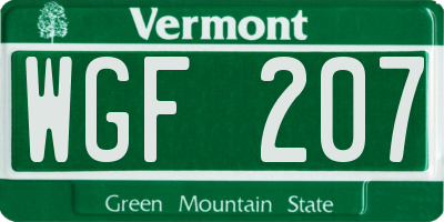 VT license plate WGF207