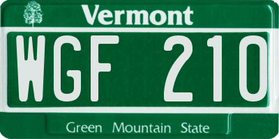 VT license plate WGF210
