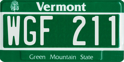 VT license plate WGF211