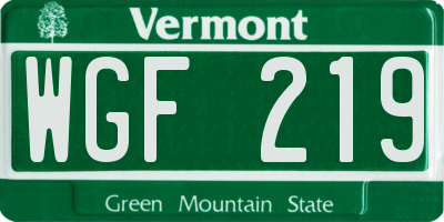 VT license plate WGF219