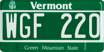 VT license plate WGF220