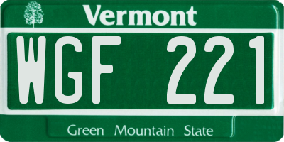 VT license plate WGF221