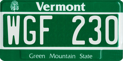 VT license plate WGF230