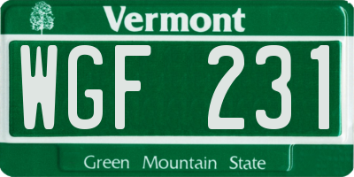 VT license plate WGF231
