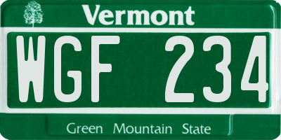 VT license plate WGF234