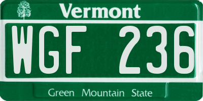 VT license plate WGF236