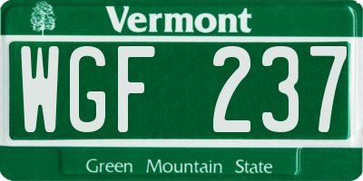 VT license plate WGF237