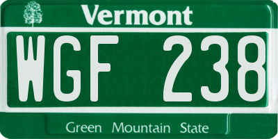 VT license plate WGF238