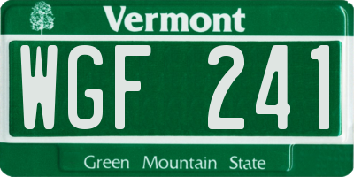 VT license plate WGF241