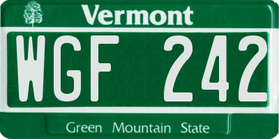 VT license plate WGF242