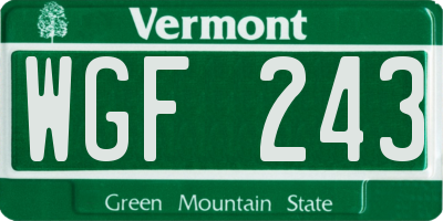 VT license plate WGF243