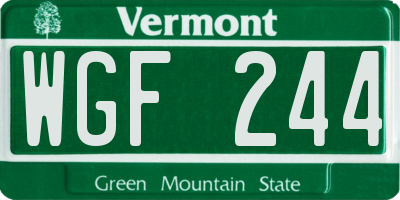VT license plate WGF244