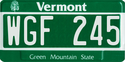 VT license plate WGF245