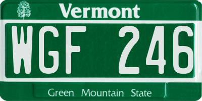 VT license plate WGF246