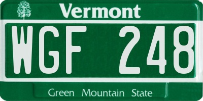 VT license plate WGF248