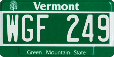VT license plate WGF249