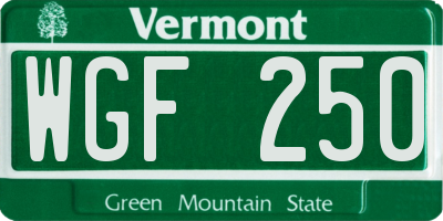 VT license plate WGF250