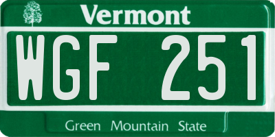 VT license plate WGF251