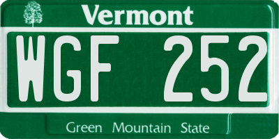 VT license plate WGF252