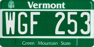 VT license plate WGF253