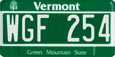 VT license plate WGF254