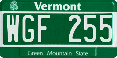 VT license plate WGF255
