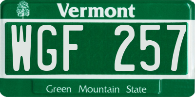 VT license plate WGF257