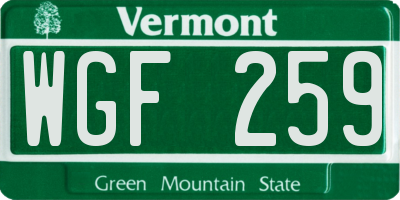 VT license plate WGF259