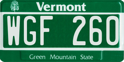 VT license plate WGF260