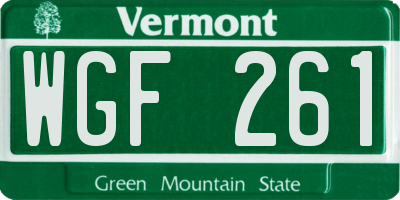 VT license plate WGF261