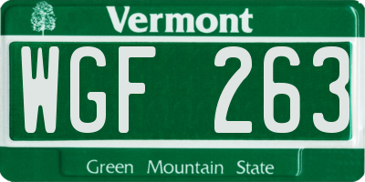 VT license plate WGF263