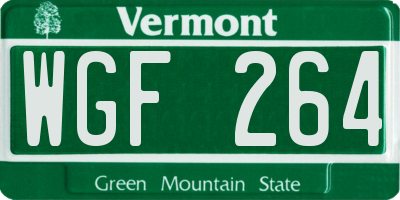 VT license plate WGF264