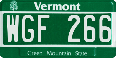 VT license plate WGF266
