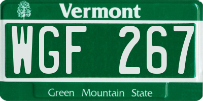 VT license plate WGF267