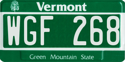 VT license plate WGF268
