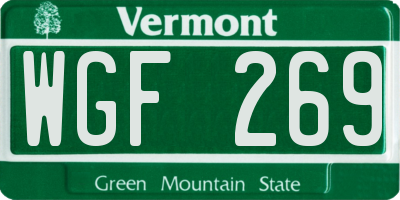 VT license plate WGF269