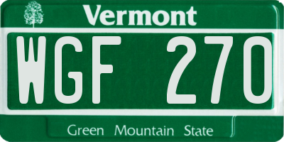 VT license plate WGF270