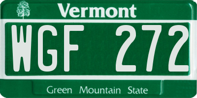 VT license plate WGF272