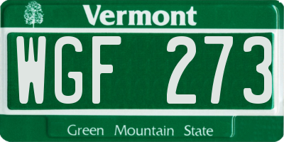 VT license plate WGF273