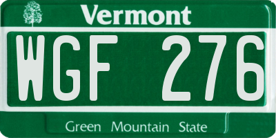 VT license plate WGF276