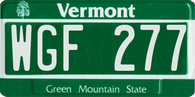 VT license plate WGF277