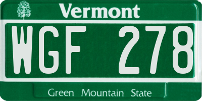 VT license plate WGF278