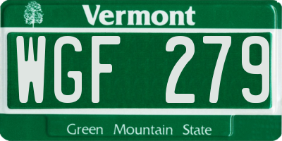 VT license plate WGF279