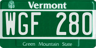 VT license plate WGF280