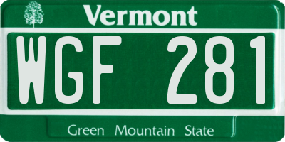 VT license plate WGF281